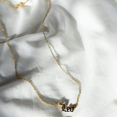 Leo Gold Zodiac Nameplate Necklace, Necklaces, $ 40.00, A Moment Of Now™