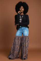 Distressed Denim Animal Print Palazzo Wide Leg Jeans, Jeans, $ 98.00, A Moment Of Now™