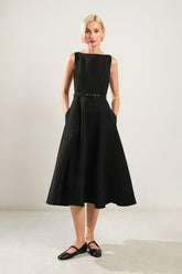 Living The Dream Black Woven Midi Dress | Boutique In USA, DRESSES, $ 104.00, A Moment Of Now™