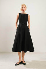 Living The Dream Black Woven Midi Dress | Boutique In USA, DRESSES, $ 104.00, A Moment Of Now™