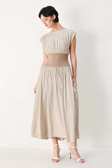 Hamptons Morning Stripe Woven Midi Dress | Boutique In USA, DRESSES, $ 84.00, A Moment Of Now™