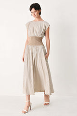 Hamptons Morning Stripe Woven Midi Dress | Boutique In USA, DRESSES, $ 84.00, A Moment Of Now™