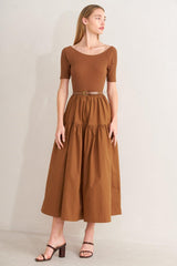 Saddle Breeze Rust Midi Dress
