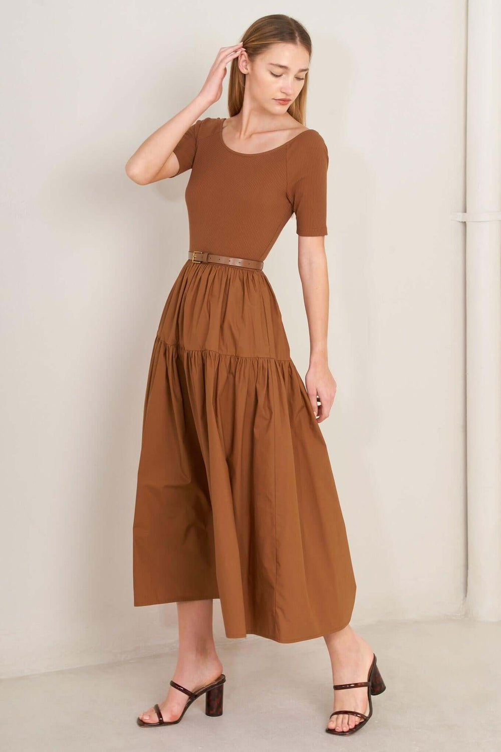 Saddle Breeze Rust Midi Dress | Boutique In USA, DRESSES, $ 78.00, A Moment Of Now™