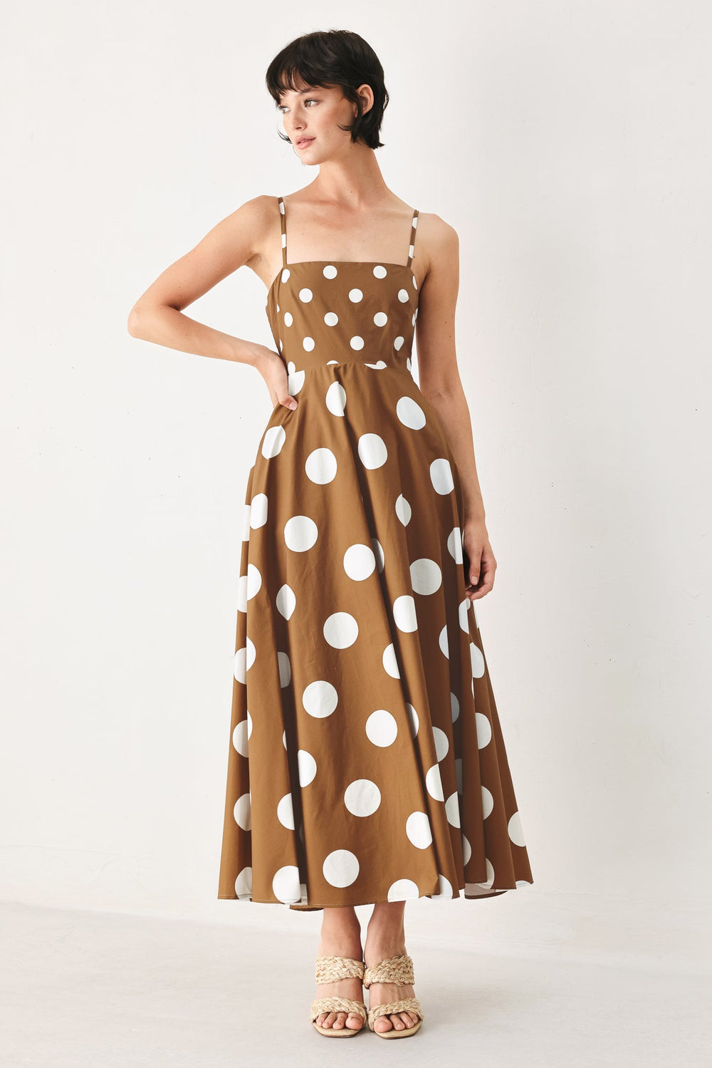 DOLCE VITA POLKA DOT WOVEN MIDI DRESS | Boutique In USA, DRESSES, $ 94.00, A Moment Of Now™
