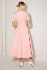 Spring Icon Pink Woven Midi DressSpring Icon Pink Woven Midi Dress | Boutique In USA, DRESSES, $ 110.00, A Moment Of Now™