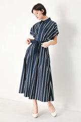 Pinstripe Story Woven Midi Dress | Boutique In USA, DRESSES, $ 86.00, A Moment Of Now™