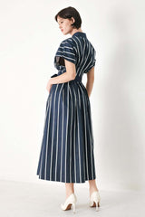 Pinstripe Story Woven Midi Dress | Boutique In USA, DRESSES, $ 86.00, A Moment Of Now™