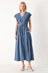 Midnight Flow Denim Midi Dress