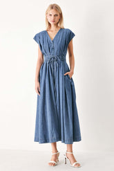 Midnight Flow Denim Midi Dress | Boutique In USA, DRESSES, $ 114.00, A Moment Of Now™