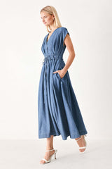 Midnight Flow Denim Midi Dress | Boutique In USA, DRESSES, $ 114.00, A Moment Of Now™