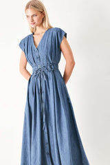Midnight Flow Denim Midi Dress | Boutique In USA, DRESSES, $ 114.00, A Moment Of Now™