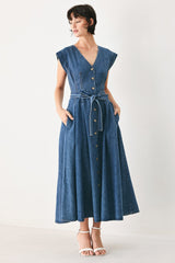 DAYDREAM DENIM MIDI DRESS | Boutique In USA, DRESSES, $ 104.00, A Moment Of Now™