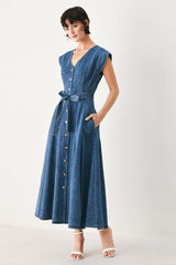Daydream Denim Midi Dress | Boutique In USA, DRESSES, $ 104.00, A Moment Of Now™