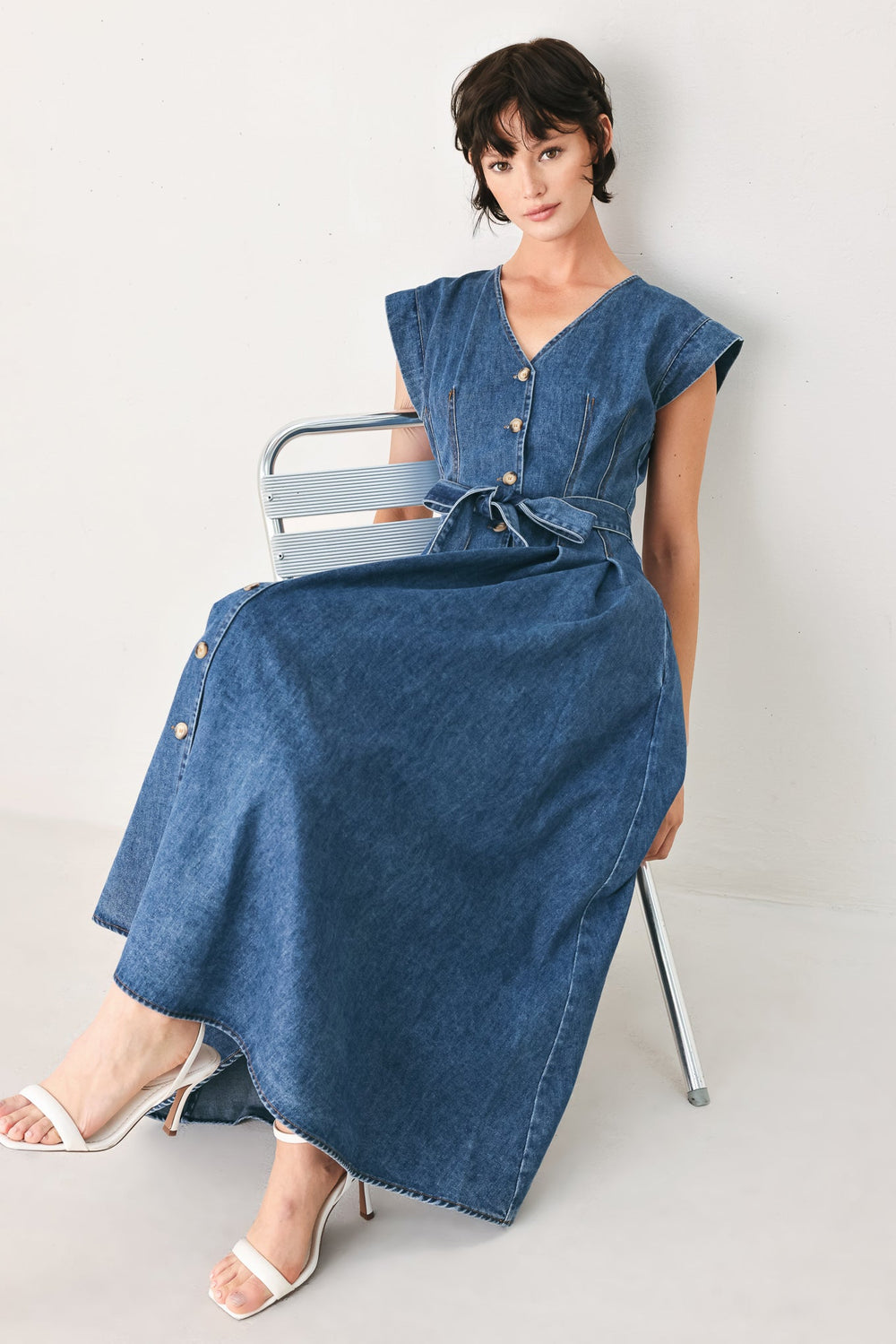 DAYDREAM DENIM MIDI DRESS | Boutique In USA, DRESSES, $ 104.00, A Moment Of Now™
