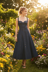 Western Charm Denim Midi Dress | Boutique In USA, DRESSES, $ 90.00, A Moment Of Now™