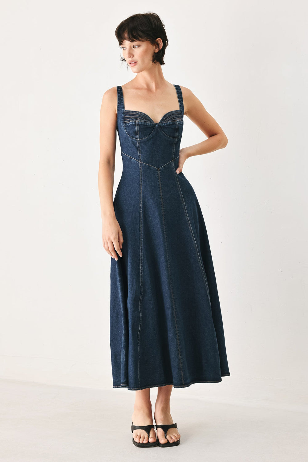 Western Charm Denim Midi Dress, DRESSES, $ 90.00, A Moment Of Now™