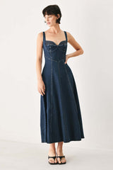 Western Charm Denim Midi Dress | Boutique In USA, DRESSES, $ 90.00, A Moment Of Now™