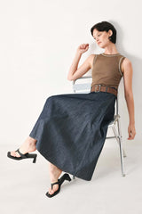 Espresso Hour Blue Denim Combination Midi Dress | Boutique In USA, DRESSES, $ 92.00, A Moment Of Now™