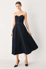 Iconic Indigo Denim Midi Dress | Boutique In USA, DRESSES, $ 86.00, A Moment Of Now™