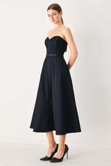 Iconic Indigo Denim Midi Dress | Boutique In USA, DRESSES, $ 86.00, A Moment Of Now™