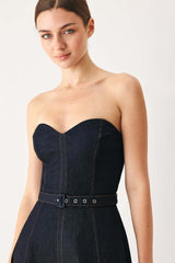 Iconic Indigo Denim Midi Dress | Boutique In USA, DRESSES, $ 86.00, A Moment Of Now™