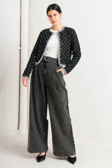 Noir Linear Sweater Knit Jacket