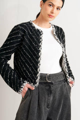 Noir Linear Sweater Knit Jacket