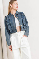 French Femme Denim Crop Jacket | Boutique In USA, Jackets, $ 72.00, A Moment Of Now™