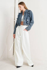 French Femme Denim Crop Jacket