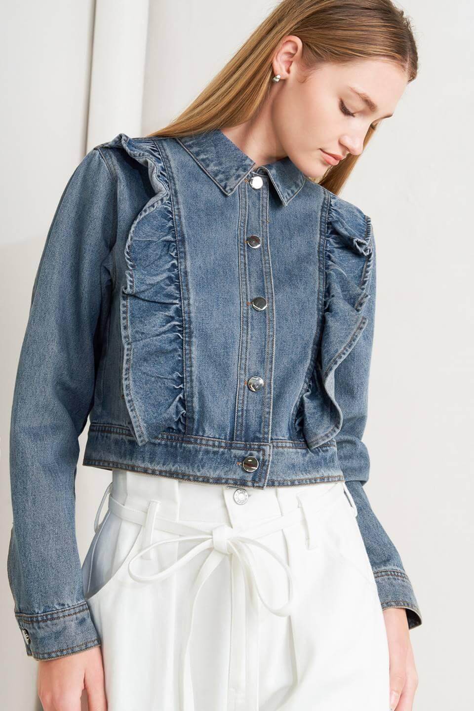 French Femme Denim Crop Jacket | Boutique In USA, Jackets, $ 72.00, A Moment Of Now™