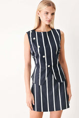 DARK RHYTHM STRIPE WOVEN TOP | Boutique In USA, TOPS, $ 56.00, A Moment Of Now™