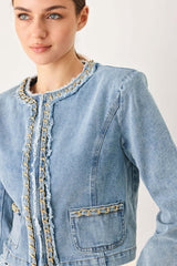 Skyward Linked Denim Crop Jacket | Boutique In USA, Jackets, $ 94.00, A Moment Of Now™