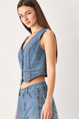 Western Muse Denim Vest | Boutique In USA, TOPS, $ 64.00, A Moment Of Now™
