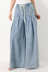 Cloud Wash Palazzo Denim Pants