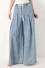 Cloud Wash Palazzo Denim Pants | Boutique In USA, PANTS, $ 82.00, A Moment Of Now™