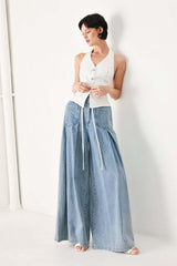 Cloud Wash Palazzo Denim Pants | Boutique In USA, PANTS, $ 82.00, A Moment Of Now™