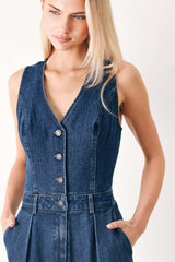 Blue Runway Hit Line Denim Jumpsuit | Boutique In USA, Jumpsuits, $ 90.00, A Moment Of Now™