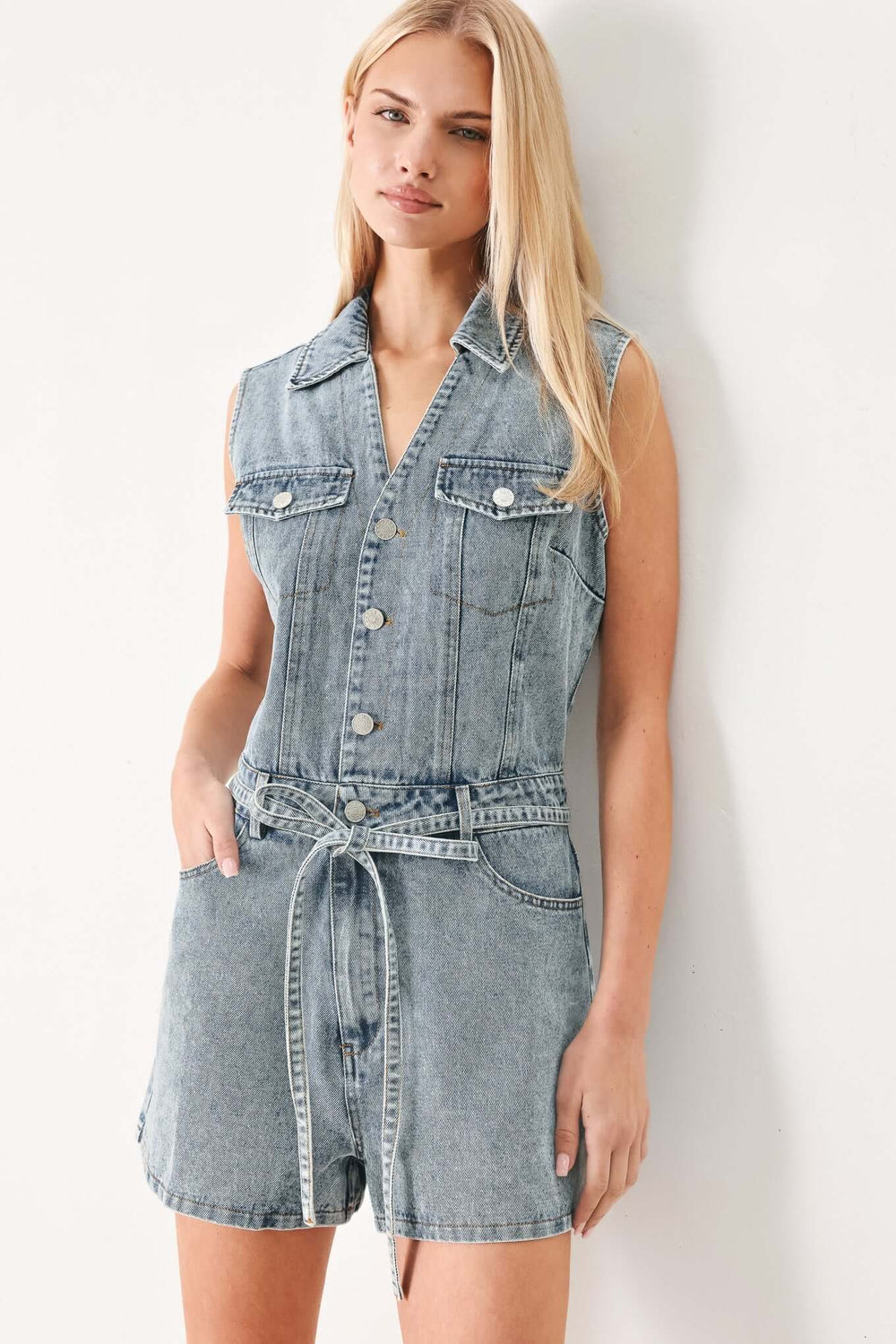 Weekend Blue Look Denim Romper | Boutique In USA, JUMPSUIT, $ 76.00, A Moment Of Now™