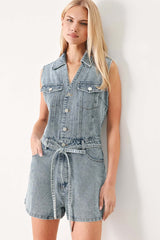 Weekend Blue Look Denim Romper | Boutique In USA, JUMPSUIT, $ 76.00, A Moment Of Now™