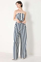 Navy Blossom Woven Pants | Boutique In USA, PANTS, $ 76.00, A Moment Of Now™
