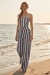 Navy Blossom Woven Pants | Boutique In USA, PANTS, $ 76.00, A Moment Of Now™