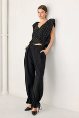 Noir Drawstring Woven Pants