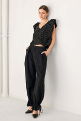 Noir Drawstring Woven Pants | Boutique In USA, PANTS, $ 70.00, A Moment Of Now™