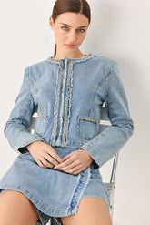 Skyward Linked Denim Crop Skort