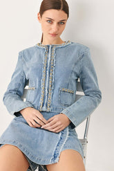 Skyward Linked Denim Crop Skort | Boutique In USA, SKORTS, $ 72.00, A Moment Of Now™