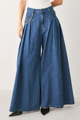 Statement Blue Wide Leg Denim Pants | Boutique In USA, PANTS, $ 78.00, A Moment Of Now™