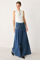 Statement Blue Wide Leg Denim Pants | Boutique In USA, PANTS, $ 78.00, A Moment Of Now™