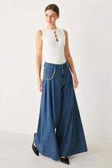Statement Blue Wide Leg Denim Pants | Boutique In USA, PANTS, $ 78.00, A Moment Of Now™