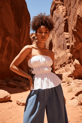 Beach Club Woven Strapless Top | Boutique In USA, TOPS, $ 46.00, A Moment Of Now™